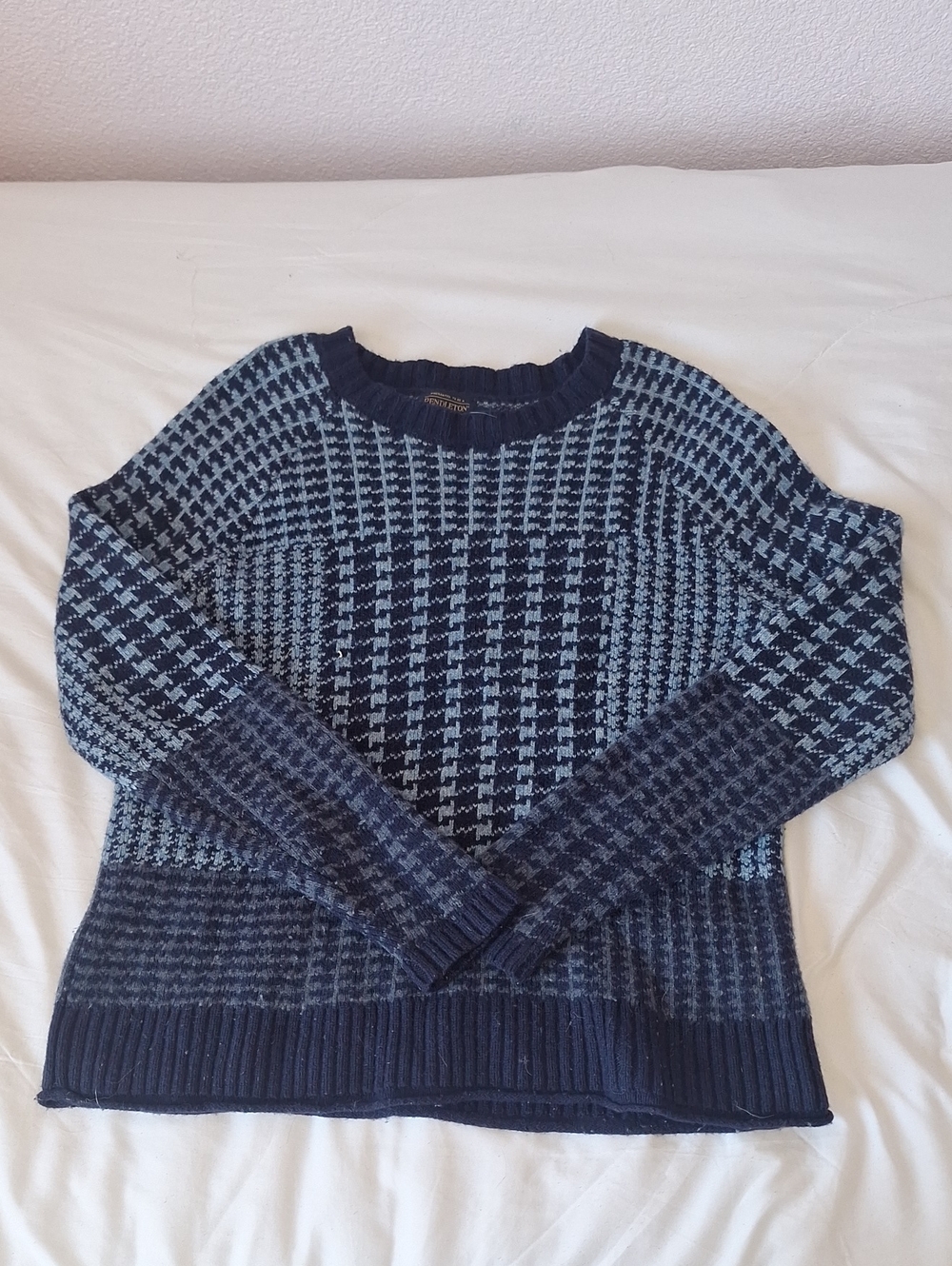 Pendleton Navy and Light Blue Geometric Crewneck Sweater